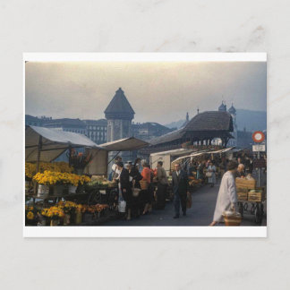 Tarjeta postal vintage Lucerna Suiza 1959