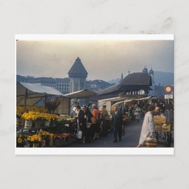 Tarjeta postal vintage Lucerna Suiza 1959 (Anverso)