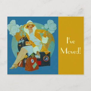 Tarjeta Postal Vintage Me He Mudado Equipaje Malet