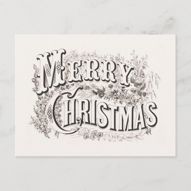 TARJETA POSTAL : VINTAGE MERRY NAVIDAD (Anverso)