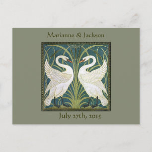Tarjeta postal Vintage Nouveau Swans Save the Date