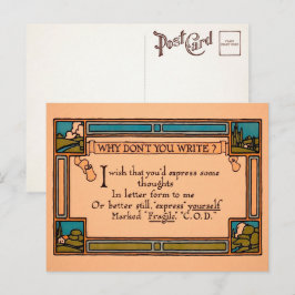 Tarjeta postal vintage "¿Por qué no escribes?"