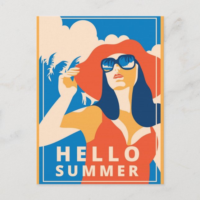 Tarjeta Postal Vintage Retro Hola Verano (Anverso)