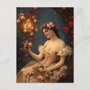 Tarjeta postal vintage romántica de San Valentín