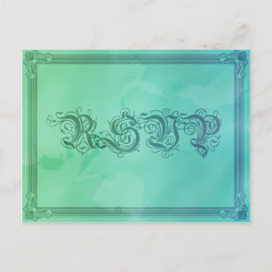 Tarjeta postal Vintage Sea Blue & Green RSVP