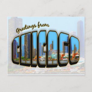 Tarjeta postal Vintage Style Chicago Cityscape
