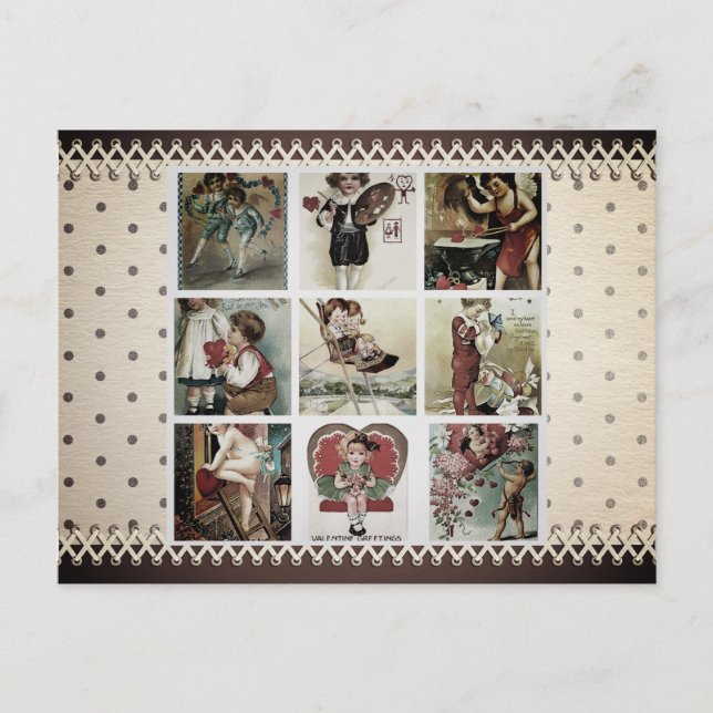 TARJETA POSTAL VINTAGE VALENTINE COLLAGE (Anverso)