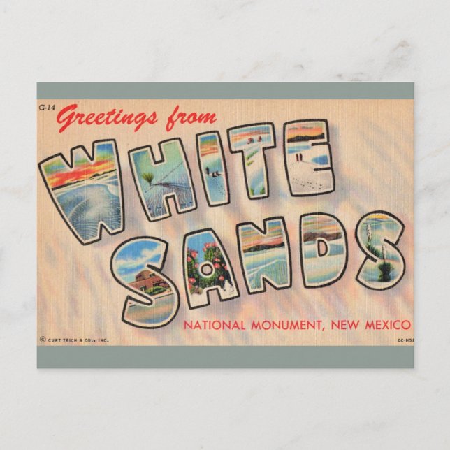 Tarjeta postal Vintage White Sands NM (Anverso)
