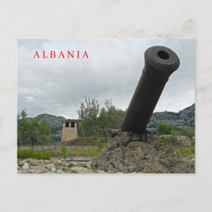 Tarjeta postal vista al castillo de Kruje en Alban