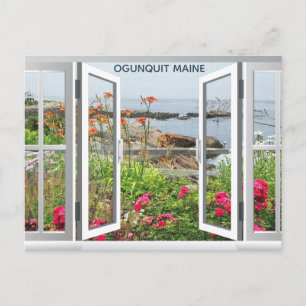 TARJETA POSTAL VISTA DE JARDÍN DE OCEAN COVE MAINE