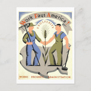 Tarjeta postal "Work Pays America", Poster de WPA 