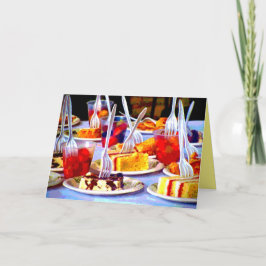 Tarjeta Postas de comida pop art, horquillas de pasteles c