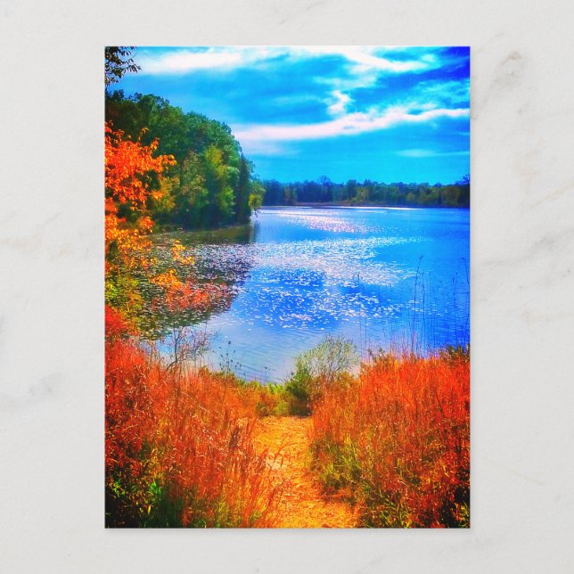 TARJETA POSTCARA BRILLANTE DE LA BANDEJA DE LAGO (Anverso)