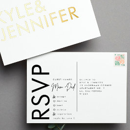 TARJETA POSTCARD DE RELIEVE METALIZADO DORADO RSVP