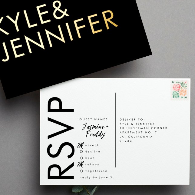 TARJETA POSTCARD DE RELIEVE METALIZADO DORADO RSVP (Subido por el creador)