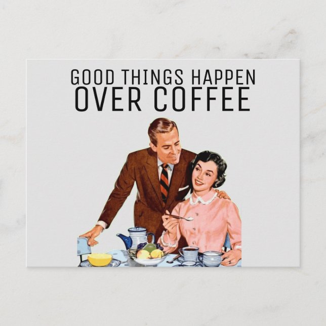 TARJETA POSTCARD DE RETRO COFFEE COUPLE 1950 (Anverso)
