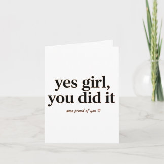 Tarjeta Postcard yes Girl you did it, gift card graduation