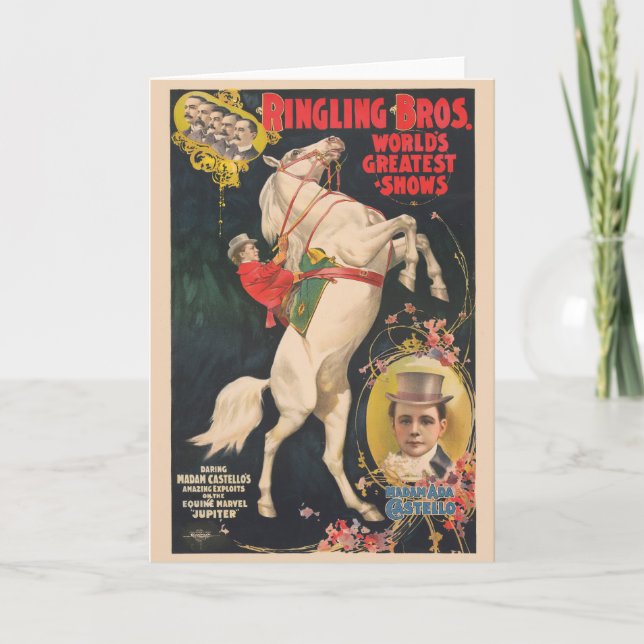 Tarjeta Poster Circo De La Señora Ada Castello En Un Cabal (Anverso)