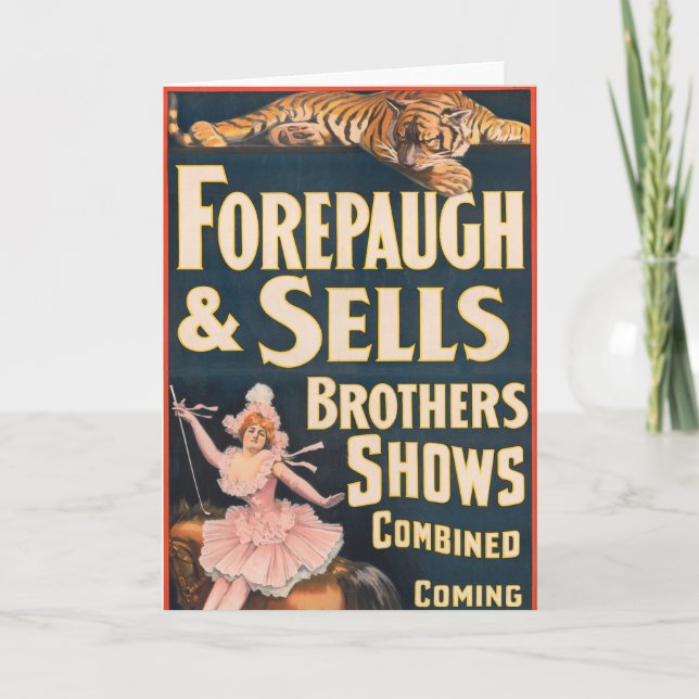 Tarjeta Poster Circo De Tigre Y Mujer A Caballo (Anverso)