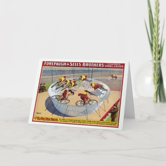 Tarjeta Poster De Circo De Las Siete Gaynells En Bicicleta (Anverso)
