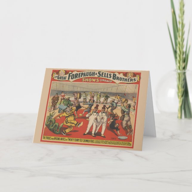 Tarjeta Poster De Circo Mostrando Las Divertidas Anticas D (Anverso)