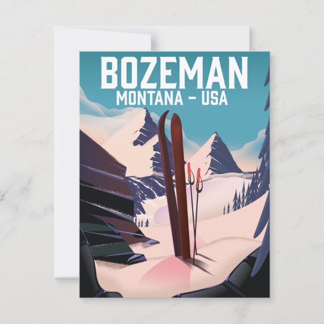 Tarjeta Poster de esquí Bozeman Montana (Anverso)