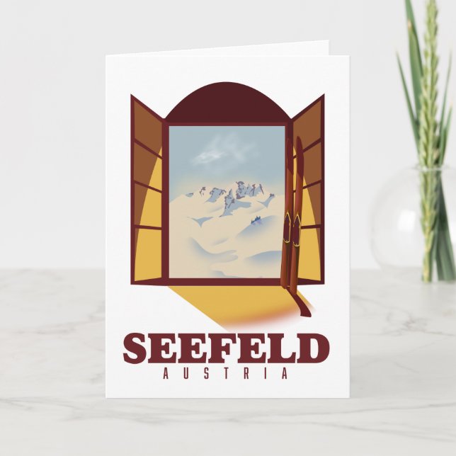 Tarjeta Póster de esquí de Seefeld Austria (Anverso)