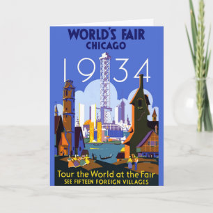 Tarjeta Poster de la Feria Mundial de Chicago 1934