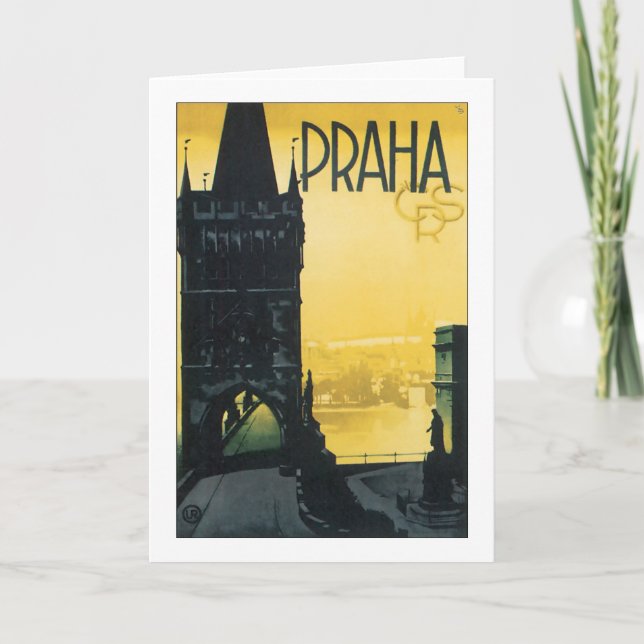 Tarjeta Poster de Praga del vintage (Praga) (Anverso)