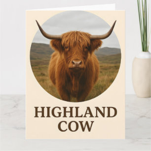 Tarjeta Póster de retrato de vaca de las Highlands con "Va