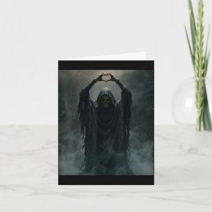 Tarjeta Póster de terror de cara espantosa manos corazón f