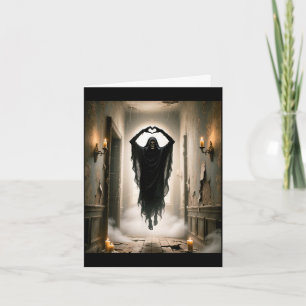 Tarjeta Póster de terror de fantasma divertido cara de mie