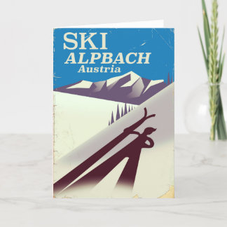 Tarjeta Póster de viaje de esquí austriaco Alpbach