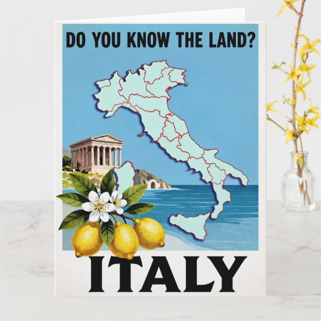 Tarjeta Póster de viaje de Italia, (flor amarilla)