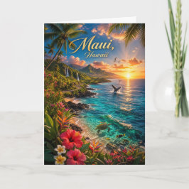 Tarjeta Póster de viaje de la costa tropical de Maui Hawai