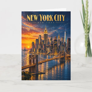 Tarjeta Póster de viaje de la puesta de sol del cielo dora