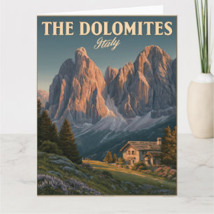 Tarjeta Póster de viaje vintage de los Dolomitas en Italia