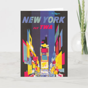Tarjeta Poster de Viajes Vintage, Fly Twa, Nueva York