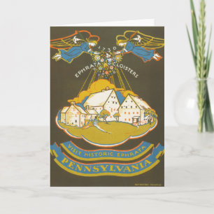 Tarjeta Poster De Viajes Vintage Para Ephrata Cloister