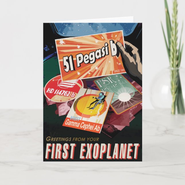 Tarjeta Poster del espacio retro-Exoplanet Discovery 51 Pe (Anverso)