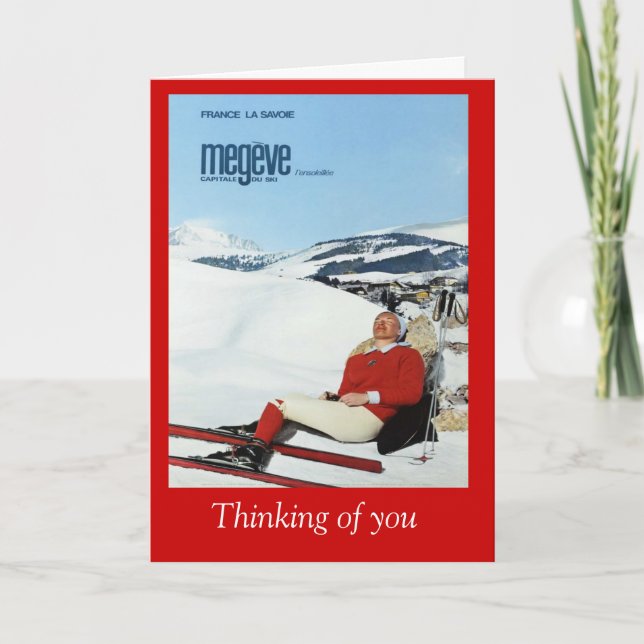 Tarjeta Poster del esquí del vintage, Francia Saboya, (Anverso)