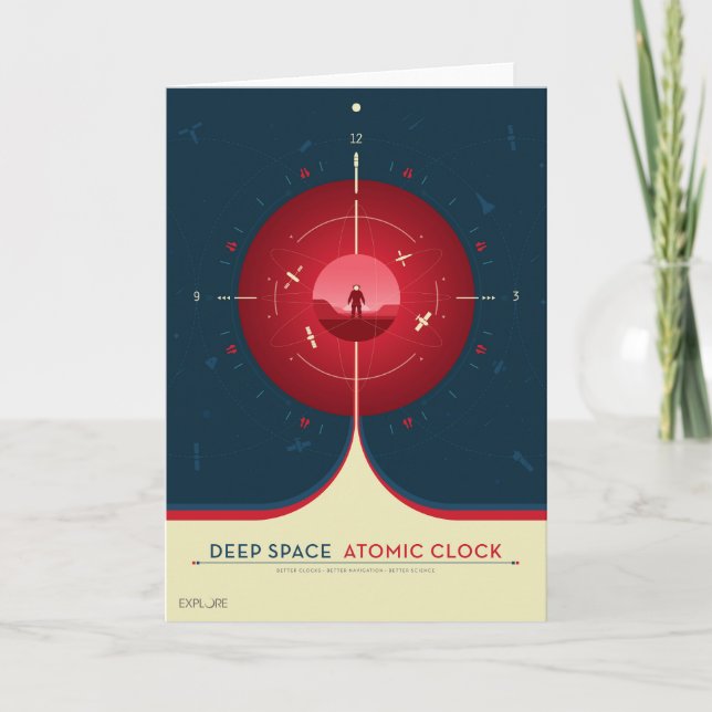 Tarjeta Poster del reloj atómico del espacio profundo, ver (Anverso)