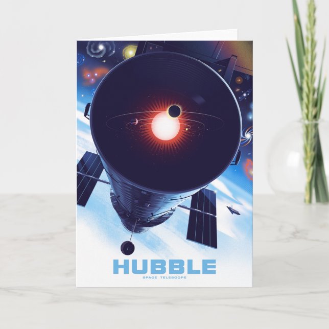 Tarjeta Poster del telescopio espacial Hubble. (Anverso)