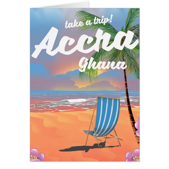 Tarjeta Poster del viaje de la playa de Accra Ghana