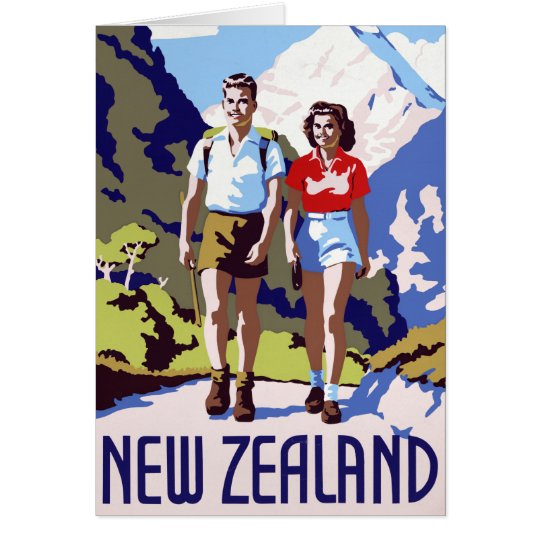 Tarjeta Poster del viaje del vintage de Nueva Zelanda