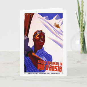 Tarjeta Poster del viaje del vintage - esquí en las