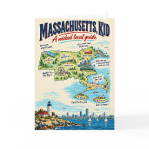 Póster divertido del mapa de Massachusetts | Wicke