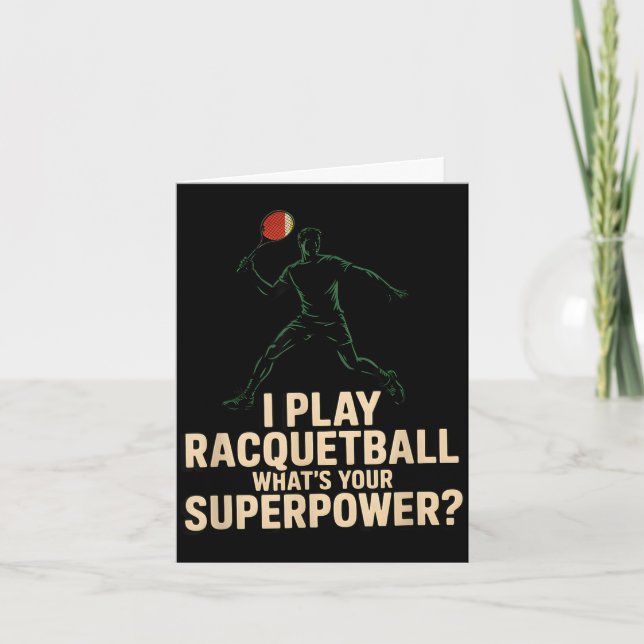 Tarjeta Póster retro de superpoderes divertidos de raquetb (Anverso)