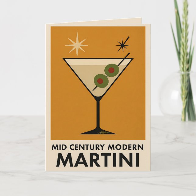 Tarjeta Poster Style Mid Century Modern Martini (Anverso)