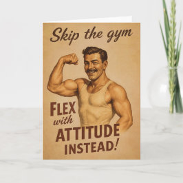 Tarjeta Póster Vintage de Saltarse el Gimnasio | Humor Ret